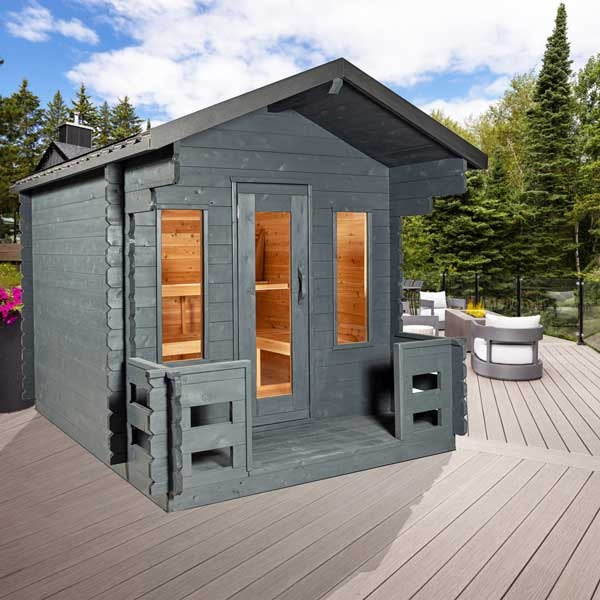 Leisurecraft Canadian Timber Georgian Cabin Sauna with Porch (Wood Burning)