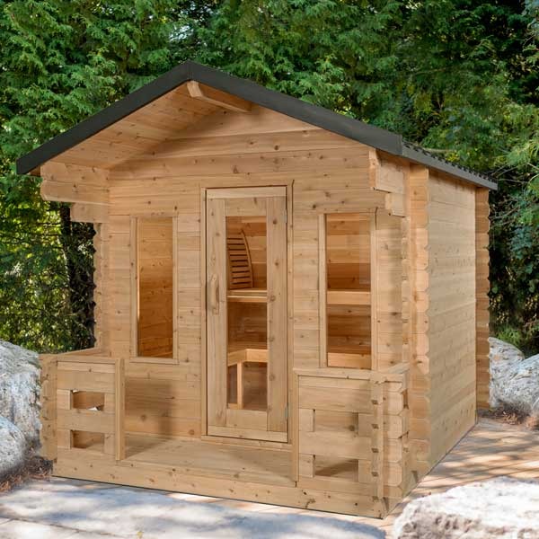 Leisurecraft Canadian Timber Georgian Cabin Sauna with Porch (Wood Burning)